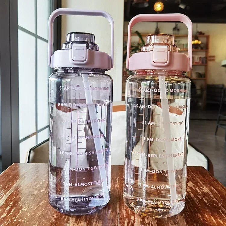 Avtoit | 2L Portable Sports Water Bottle with Straw and Time Markings