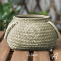 Avtoit | Ceramic Plant Pot in Hemp Bag Design with Rope Handles – Decorative Flower Pot for Garden and Home
