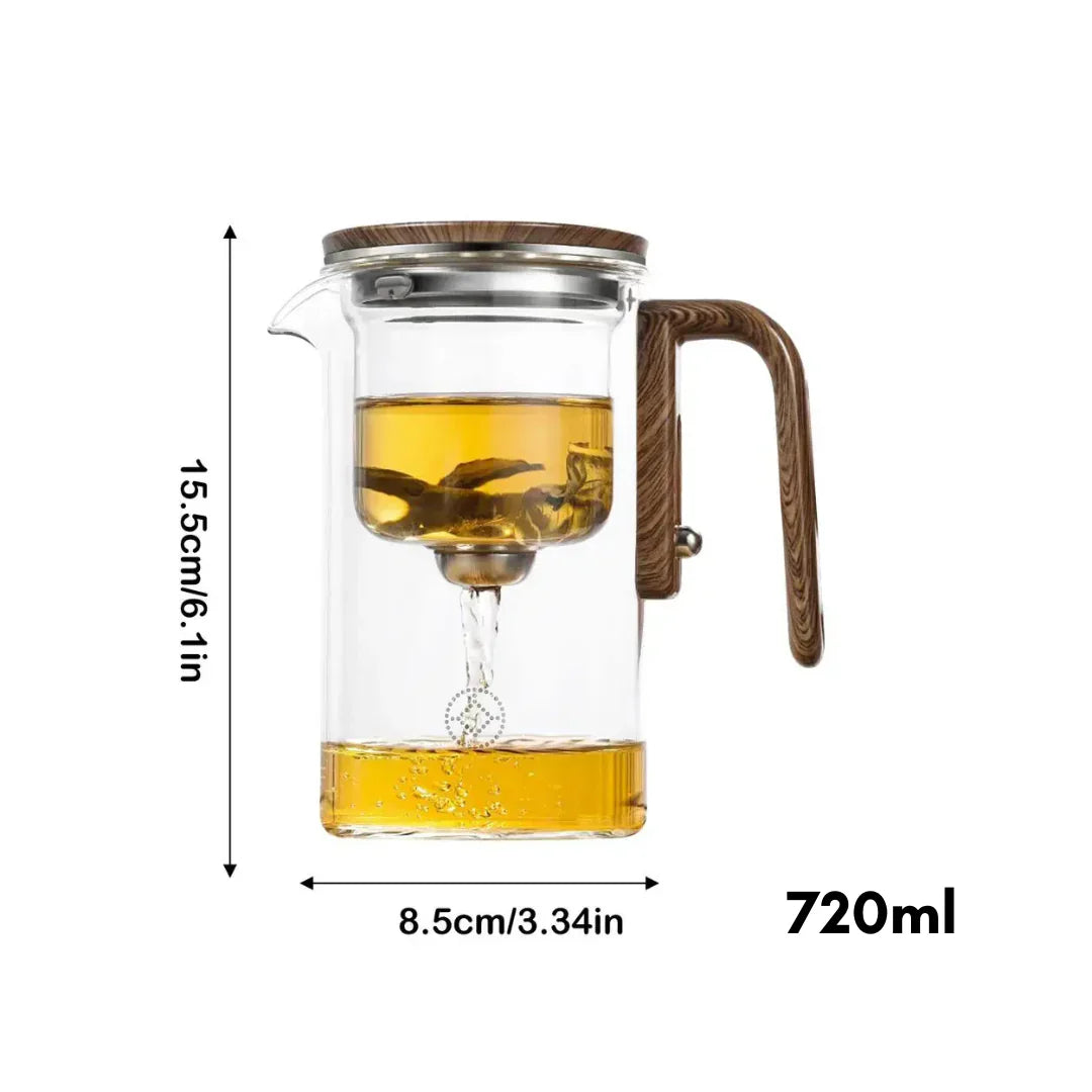 Avtoit | Elegant Teapot Made of Glass with Wooden Handle – Transparent Teapot for Tea Enjoyment