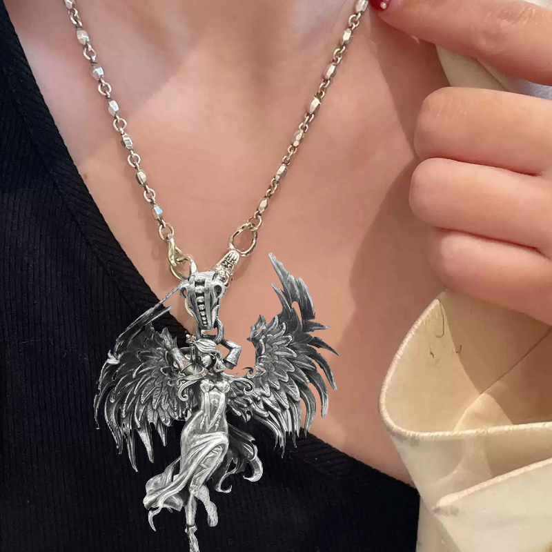 Avtoit | Sterling Silver Guardian Angel Pendant Necklace