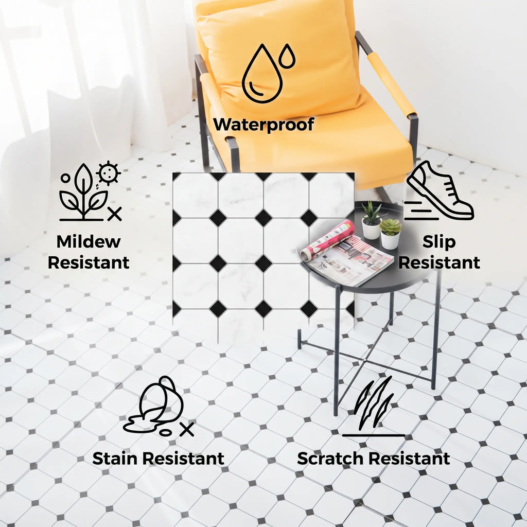 Avtoit | Peel and Stick PVC Flooring Matt Vinyl Flooring with Stone Look