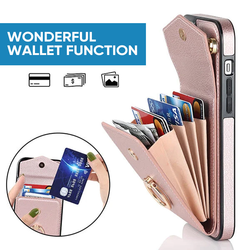 Avtoit | Leather Wallet Case with Ring & Lanyard for iPhone