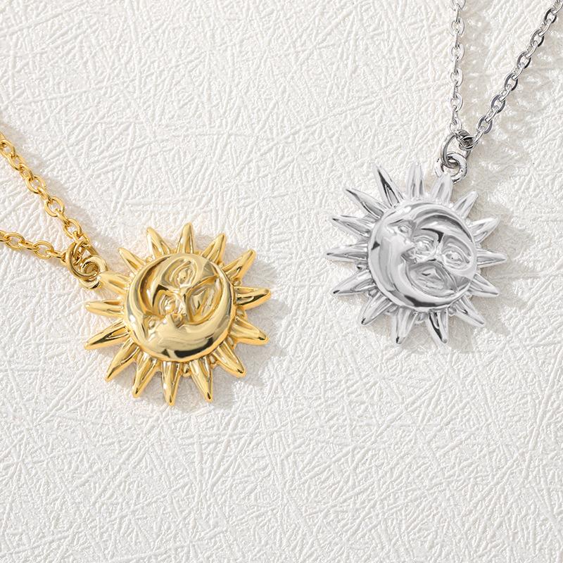 Avtoit | Vintage Sun and Moon Stainless Steel Necklace