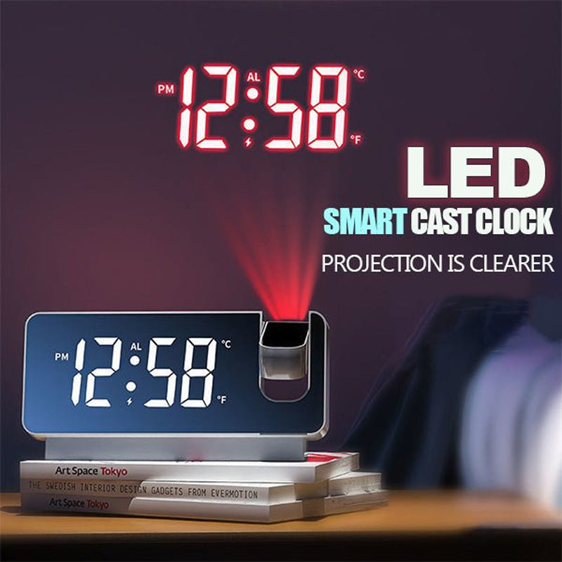 Digital Projection Alarm Clock with 180-Degree Adjustable Projector