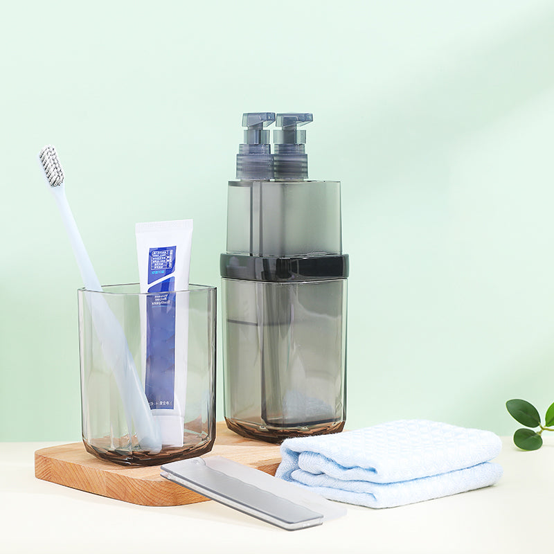 Avtoit | 8-in-1 Portable Sub-Bottle, with 2 Cups, 2 Travel Bottles, Soft Toothbrush, Foldable Comb, Toothpaste & Towel
