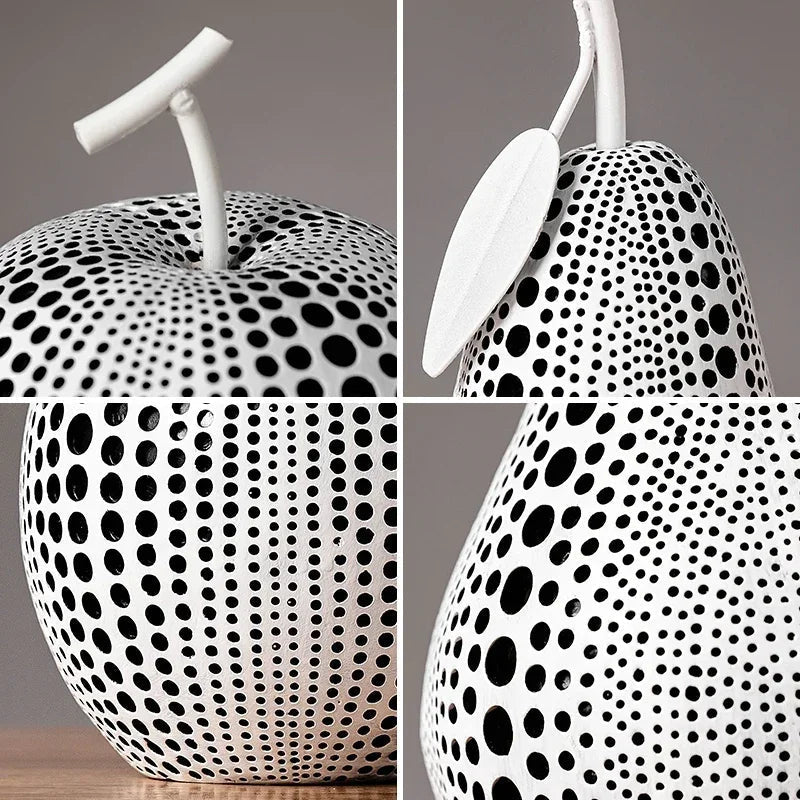 Avtoit | MonoApple Apple Sculpture – black-and-white polka dot pattern