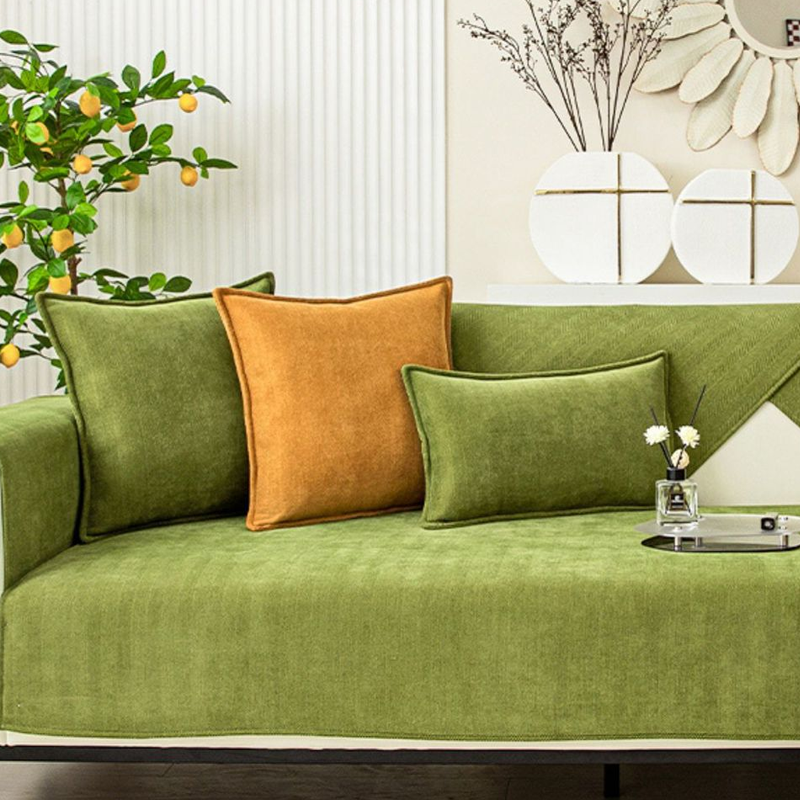 Avtoit | Wavy Check Chenille Fabric Furniture Protector Sofa Cover