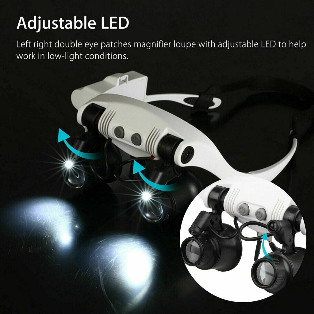 Avtoit | Adjustable Headband Magnifier with LED Light & 8 Lenses – Perfect for Jewelry, Watch Repair & Engraving