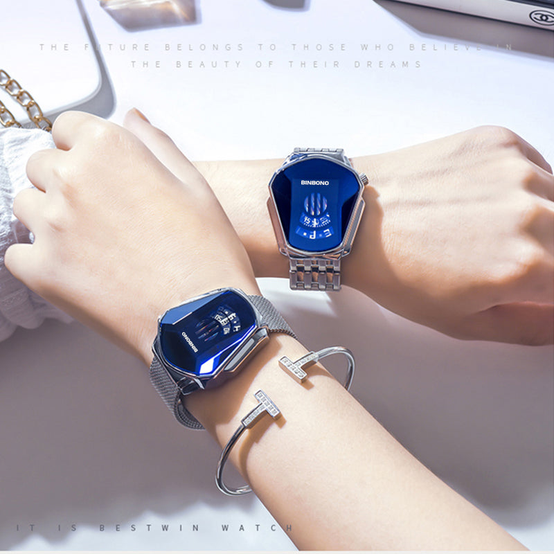 Men's Diamond-Style Quartz Watch with Creative Second Hand