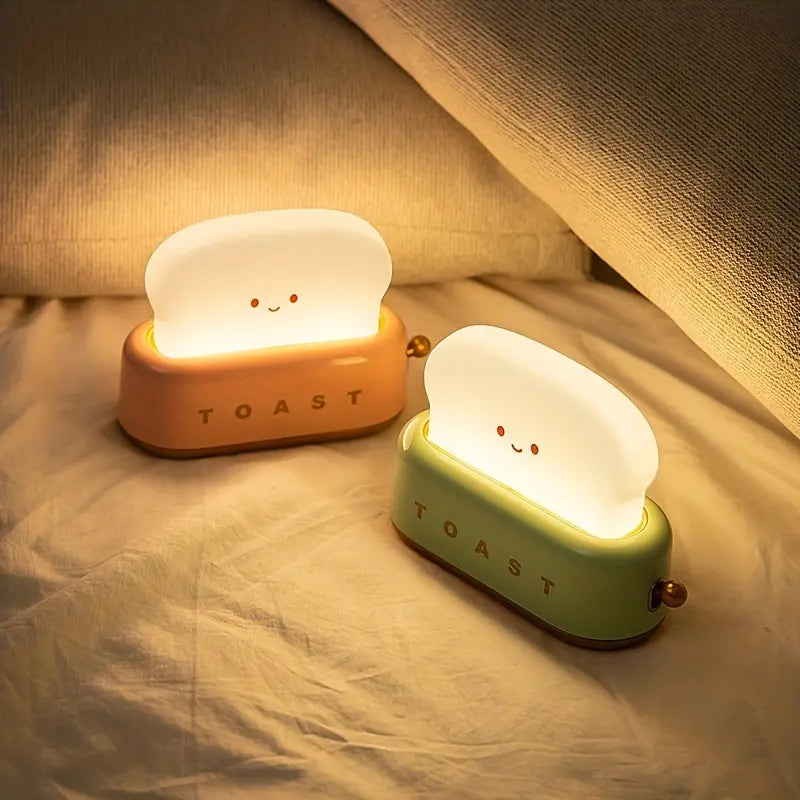 Avtoit | Shaded Nightstand Lamp – Kawaii Toast LED Lamp for Cozy Lighting