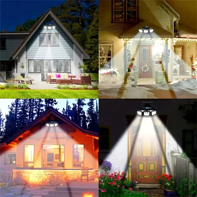 Solar LED Floodlight with Motion Sensor and Three Adjustable Heads