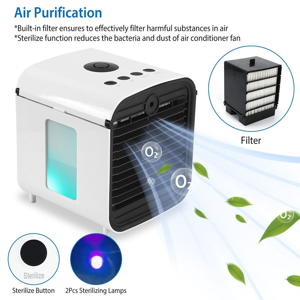 Avtoit | 7-Colors Switchable Portable Mini Air Conditioner Cooler Fan