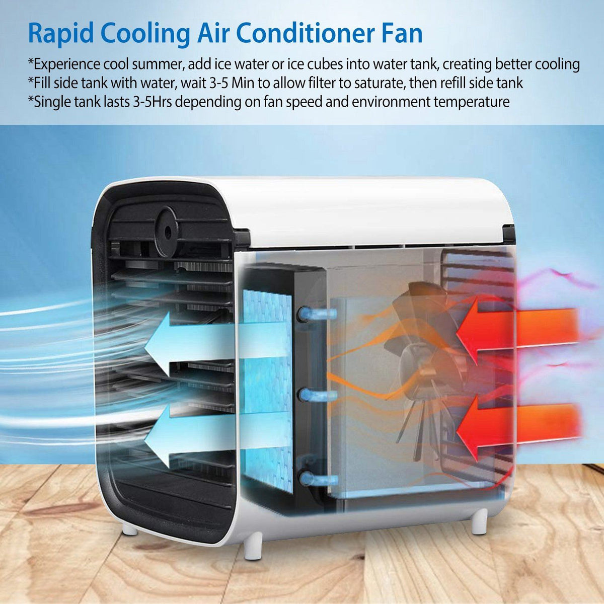 Avtoit | 7-Colors Switchable Portable Mini Air Conditioner Cooler Fan