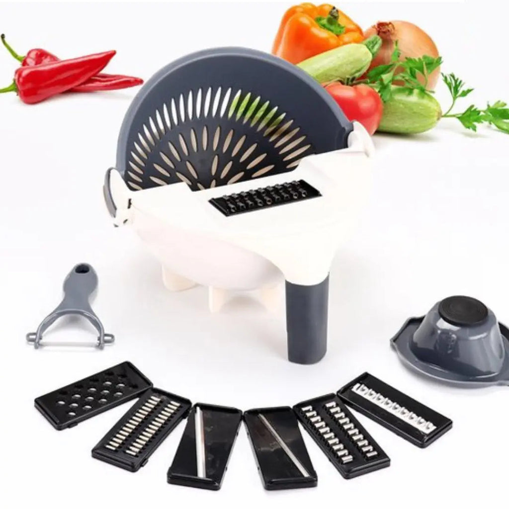 Avtoit | 7-in-1 Vegetable Cutter with Drain Basket and Interchangeable Blades