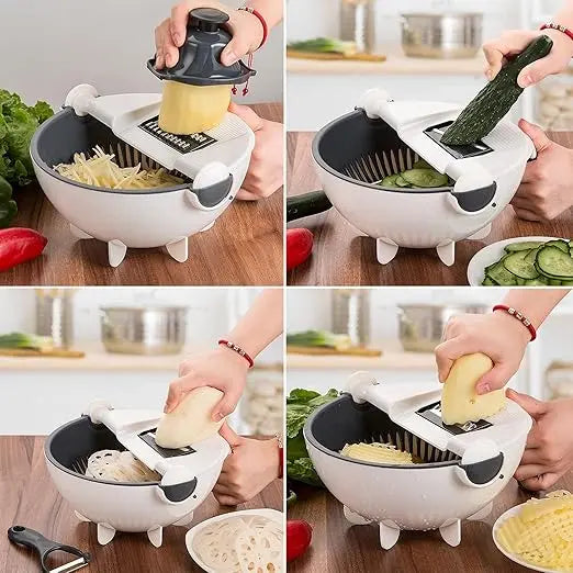 Avtoit | 7-in-1 Vegetable Cutter with Drain Basket and Interchangeable Blades