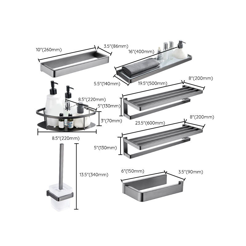 Avtoit | Gray 5-piece modern bathroom accessory set made of stainless steel