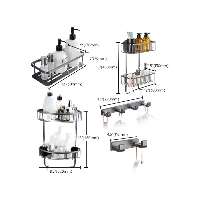 Avtoit | Gray 5-piece modern bathroom accessory set made of stainless steel