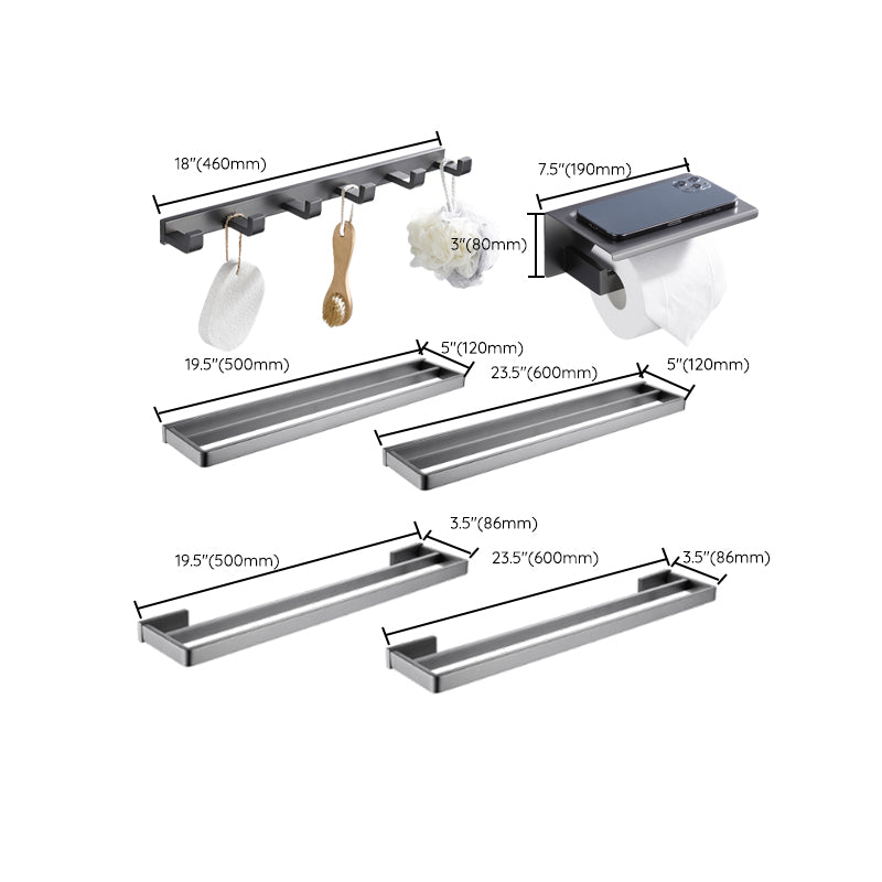 Avtoit | Gray 5-piece modern bathroom accessory set made of stainless steel