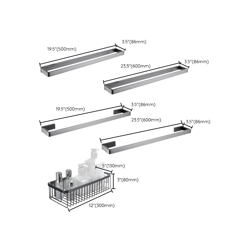 Avtoit | Gray 5-piece modern bathroom accessory set made of stainless steel