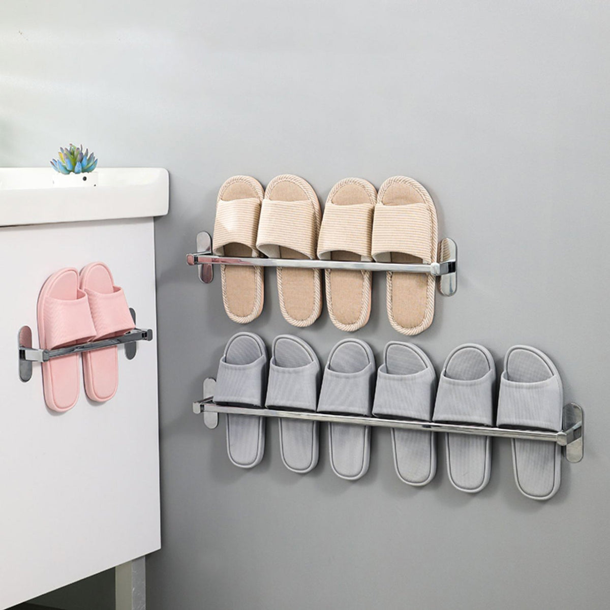 Avtoit | 2-Piece Stainless Steel Slip Resistant Modern Chrome Bathroom Hardware Set