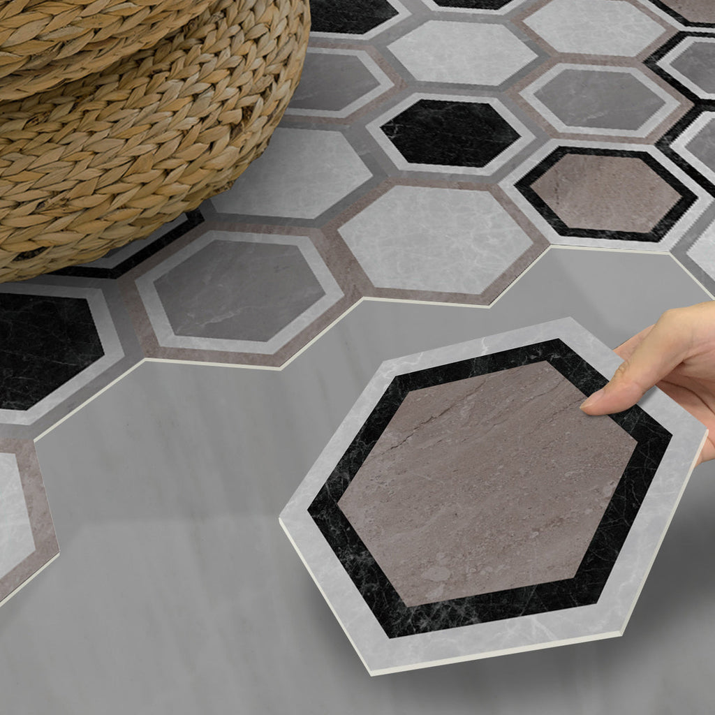 Avtoit | Peel & Stick Vinyl Floor Mat Dark Vinyl Floor with Brick Look