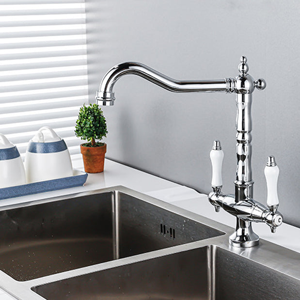 Avtoit | Traditional Kitchen Bar Faucet Double Handle High Arc No Sensor Bar Faucet