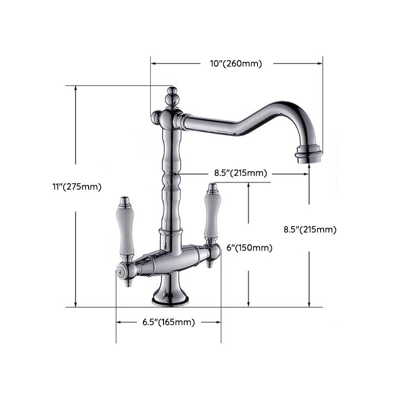 Avtoit | Traditional Kitchen Bar Faucet Double Handle High Arc No Sensor Bar Faucet