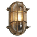 Avtoit | Antique Brass & Ribbed Glass Outdoor Vintage Oval Surface Lights Wall Lamp 248mm