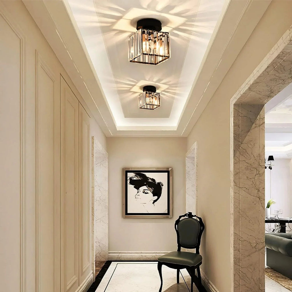 Avtoit | Modern Crystal Ceiling Light with Gold and Black Accents – Stylish Lighting for Your Home