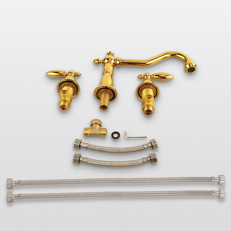 Avtoit | European Style Widespread Sink Mixer Brass 2 Handle Bathroom Vessel Mixer with Hoses