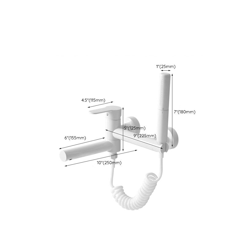 Avtoit | Metal Modern Bathroom Faucet White Single Handle Bathtub Fill Valve Trim