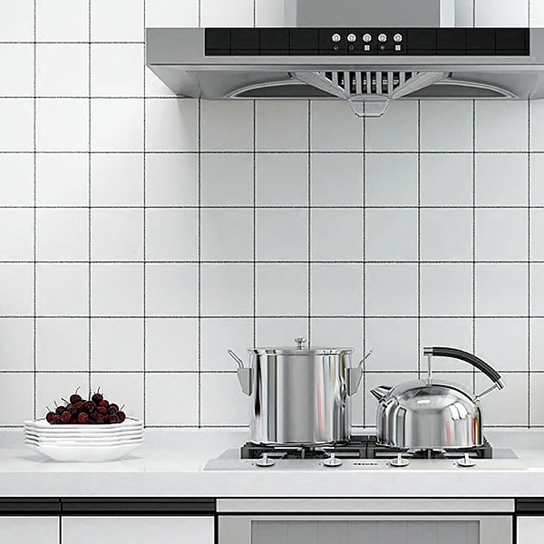 Avtoit | White Peel & Stick Tile Mirror Plastic Grid Wallpaper for Kitchen and Bathroom