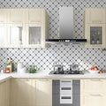 Avtoit | White Peel & Stick Tile Mirror Plastic Grid Wallpaper for Kitchen and Bathroom