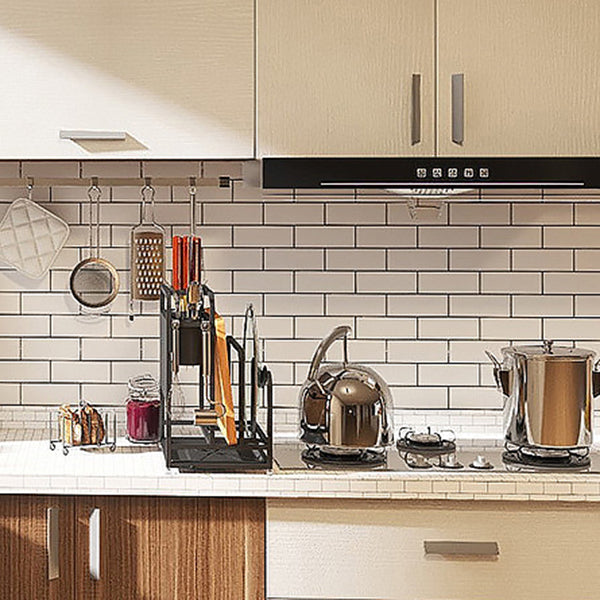 Avtoit | White Peel & Stick Tile Mirror Plastic Grid Wallpaper for Kitchen and Bathroom