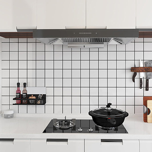 Avtoit | White Peel & Stick Tile Mirror Plastic Grid Wallpaper for Kitchen and Bathroom