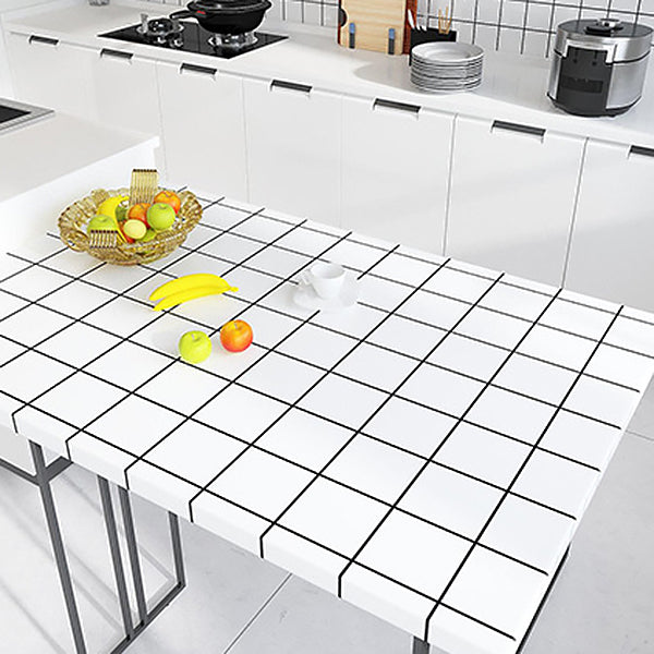 Avtoit | White Peel & Stick Tile Mirror Plastic Grid Wallpaper for Kitchen and Bathroom