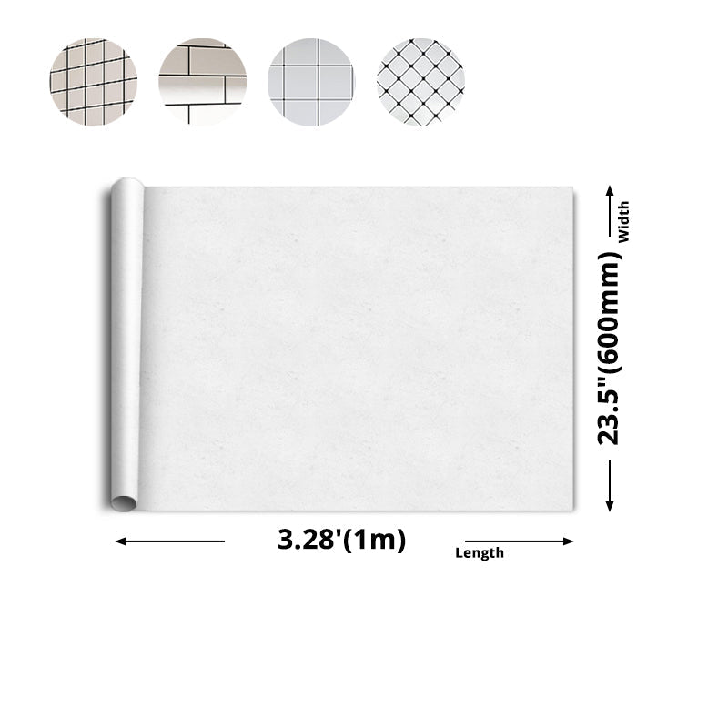 Avtoit | White Peel & Stick Tile Mirror Plastic Grid Wallpaper for Kitchen and Bathroom