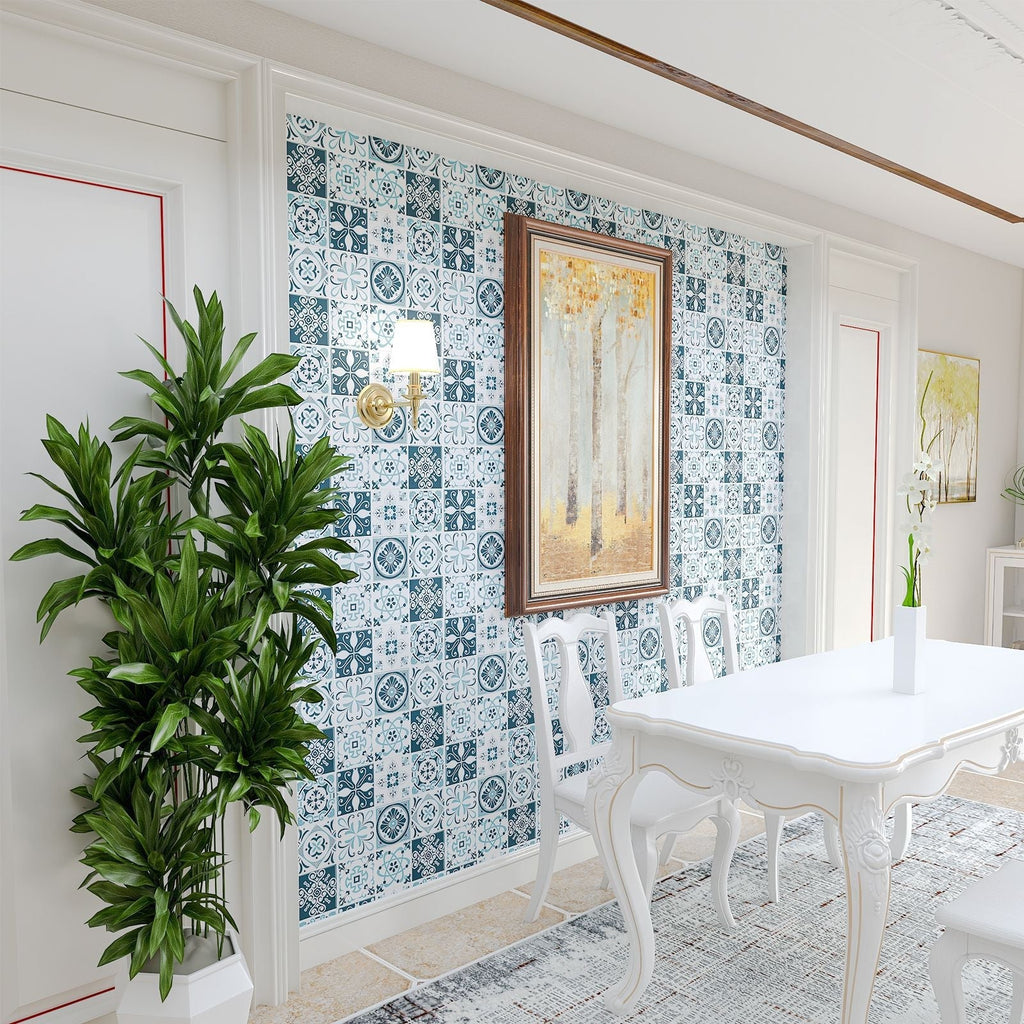 Avtoit | Plastic Peel & Stick Tile Square Stain Resistant Wallpaper for Back Wall