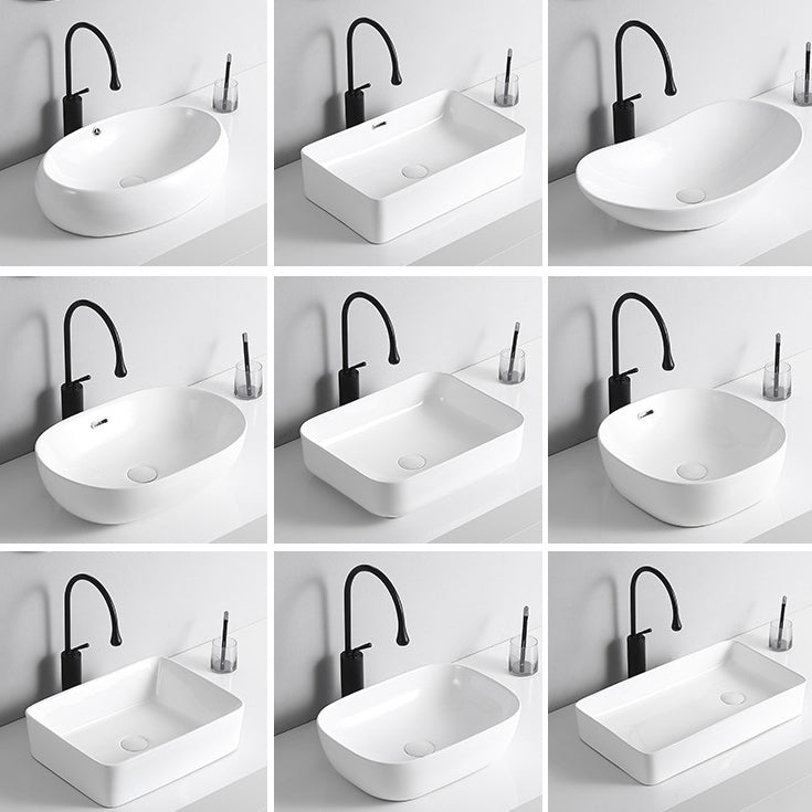 Avtoit | Modern Vessel Sink Porcelain Rectangular Vessel Sink (Not Including Faucet)