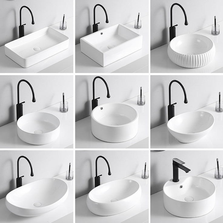 Avtoit | Modern Vessel Sink Porcelain Rectangular Vessel Sink (Not Including Faucet)