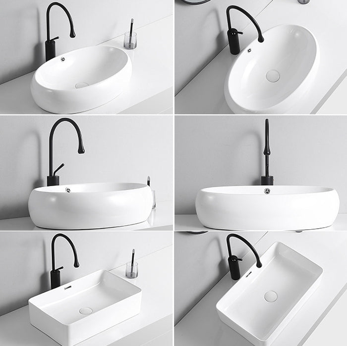 Avtoit | Modern Vessel Sink Porcelain Rectangular Vessel Sink (Not Including Faucet)
