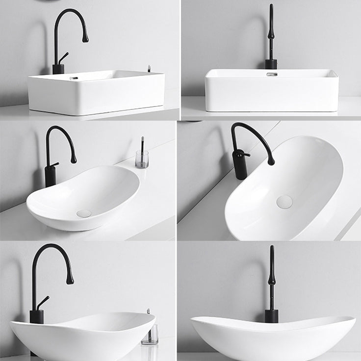 Avtoit | Modern Vessel Sink Porcelain Rectangular Vessel Sink (Not Including Faucet)