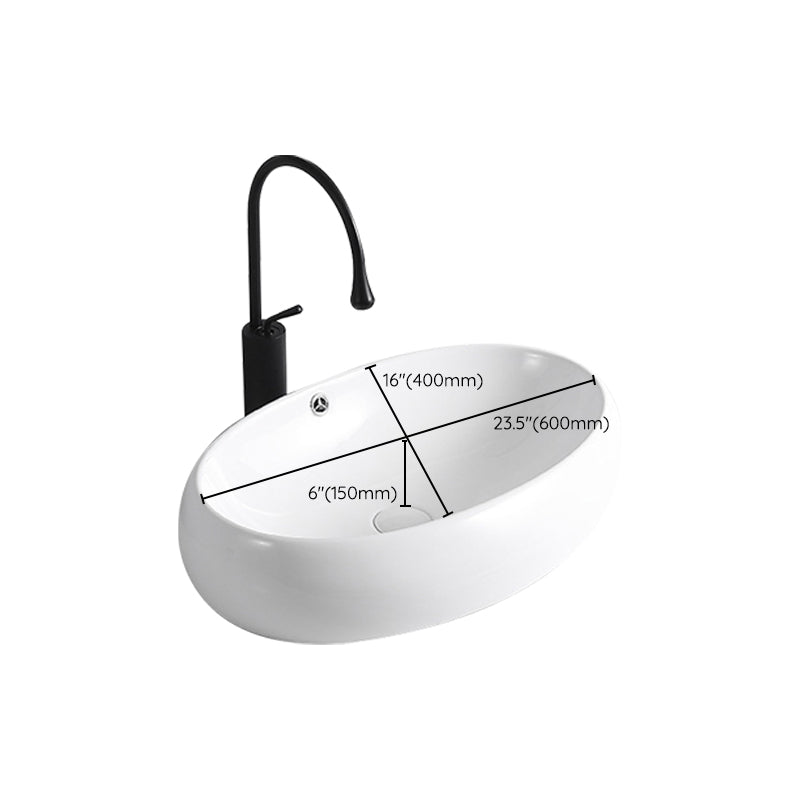 Avtoit | Modern Vessel Sink Porcelain Rectangular Vessel Sink (Not Including Faucet)