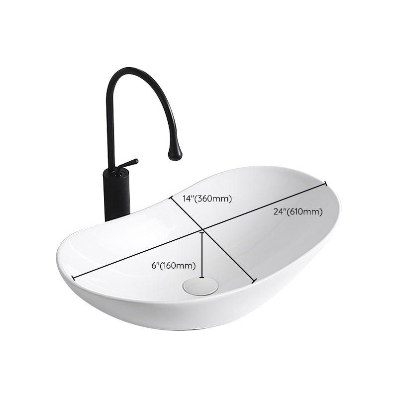Avtoit | Modern Vessel Sink Porcelain Rectangular Vessel Sink (Not Including Faucet)