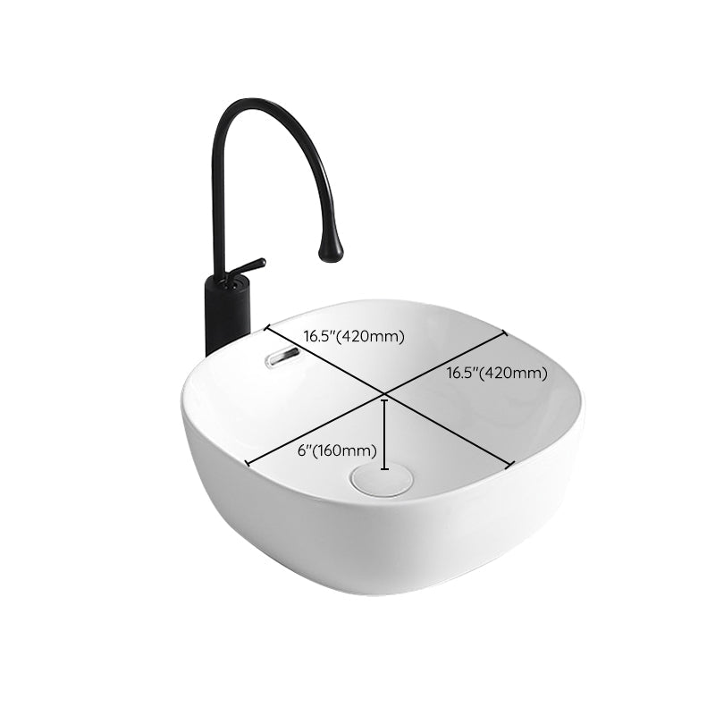 Avtoit | Modern Vessel Sink Porcelain Rectangular Vessel Sink (Not Including Faucet)