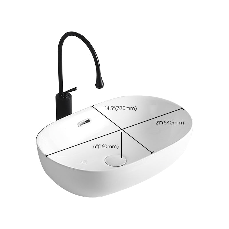 Avtoit | Modern Vessel Sink Porcelain Rectangular Vessel Sink (Not Including Faucet)