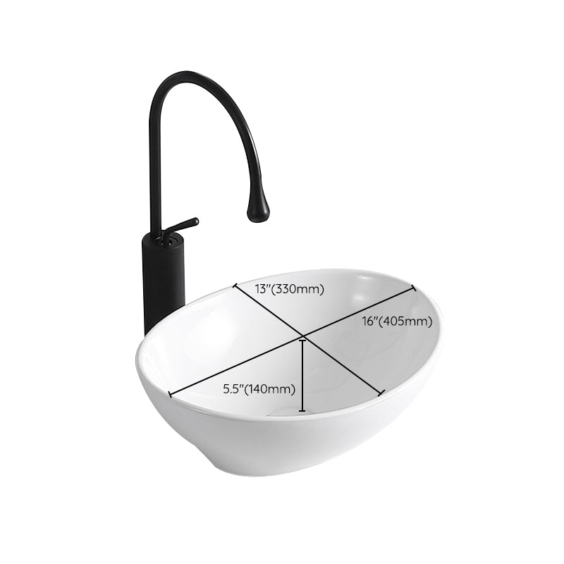 Avtoit | Modern Vessel Sink Porcelain Rectangular Vessel Sink (Not Including Faucet)