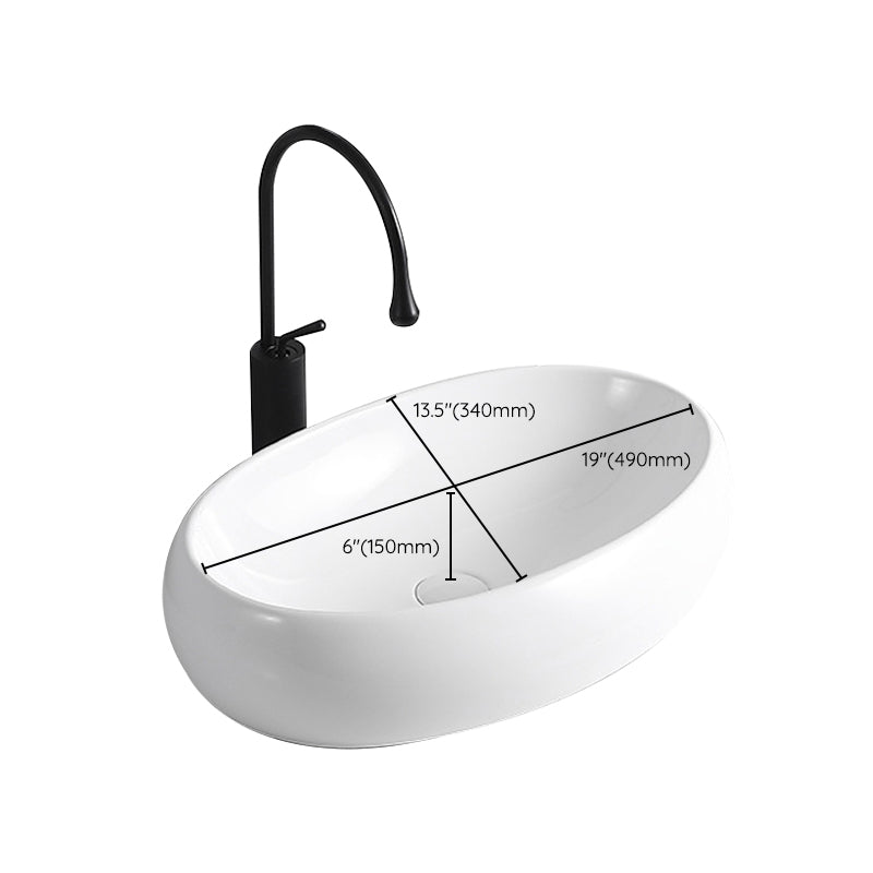 Avtoit | Modern Vessel Sink Porcelain Rectangular Vessel Sink (Not Including Faucet)