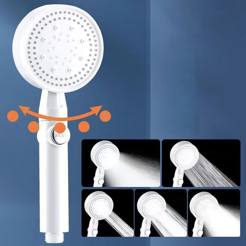 Avtoit | 5 Sprays Shower Head Round Wall Mounted Plastic Wall Connector Holder Handheld Shower Head