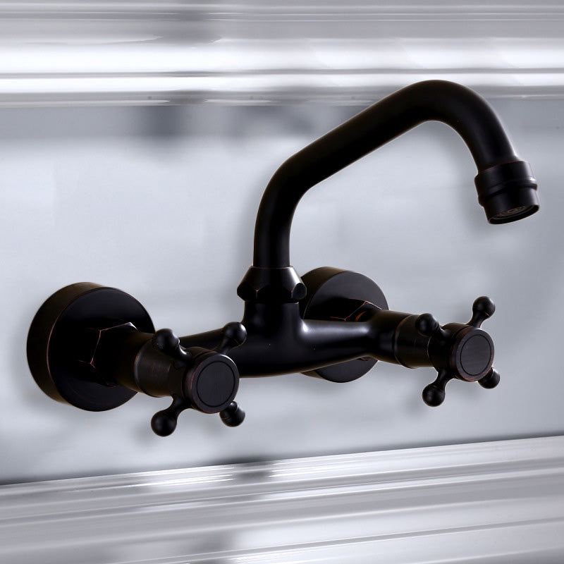 Avtoit | Black Wall-Mounted Bathroom Faucet American Classic Widespread Sink Faucet